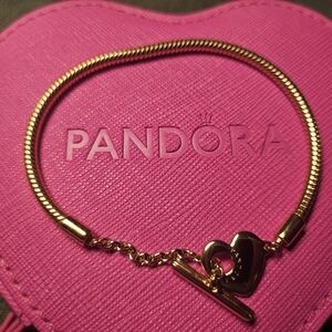 Pandora Rose Gold Bracelet with Heart Toggle Clasp